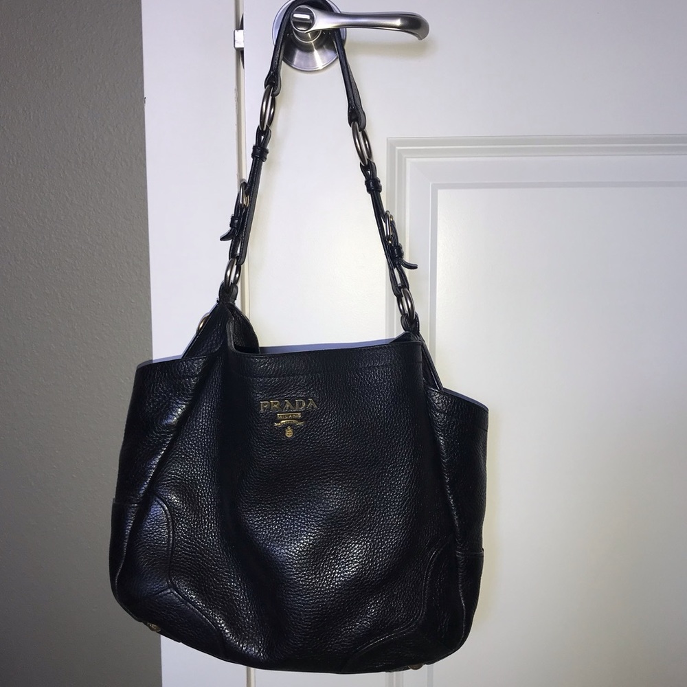 Black Leather Prada purse